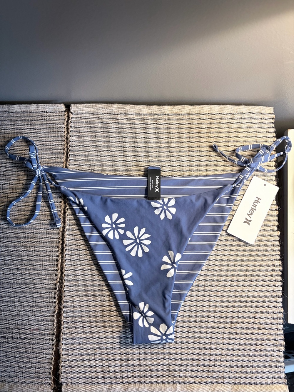Hurley Reversible Women’s Navy and White Striped Tie-Side Bikini Bottoms